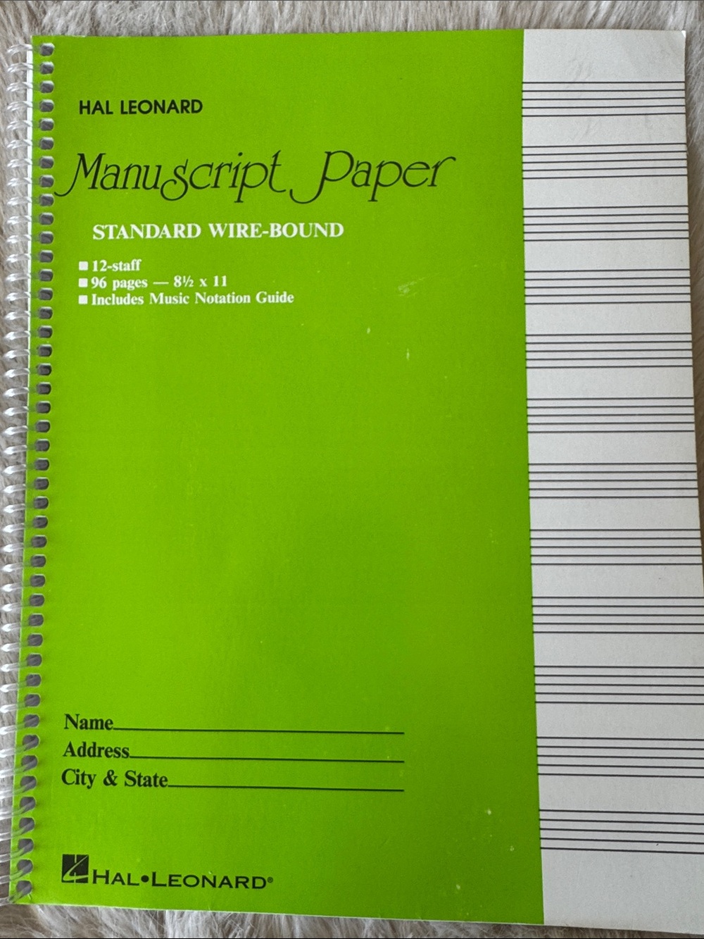 Hal Leonard Lime Green Spiral-Bound Manuscript Paper Notebook